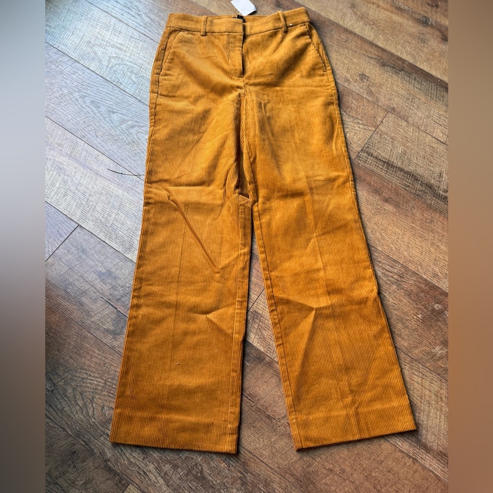 JCrew Wide Leg Cognac Corduroy Pants NWT
